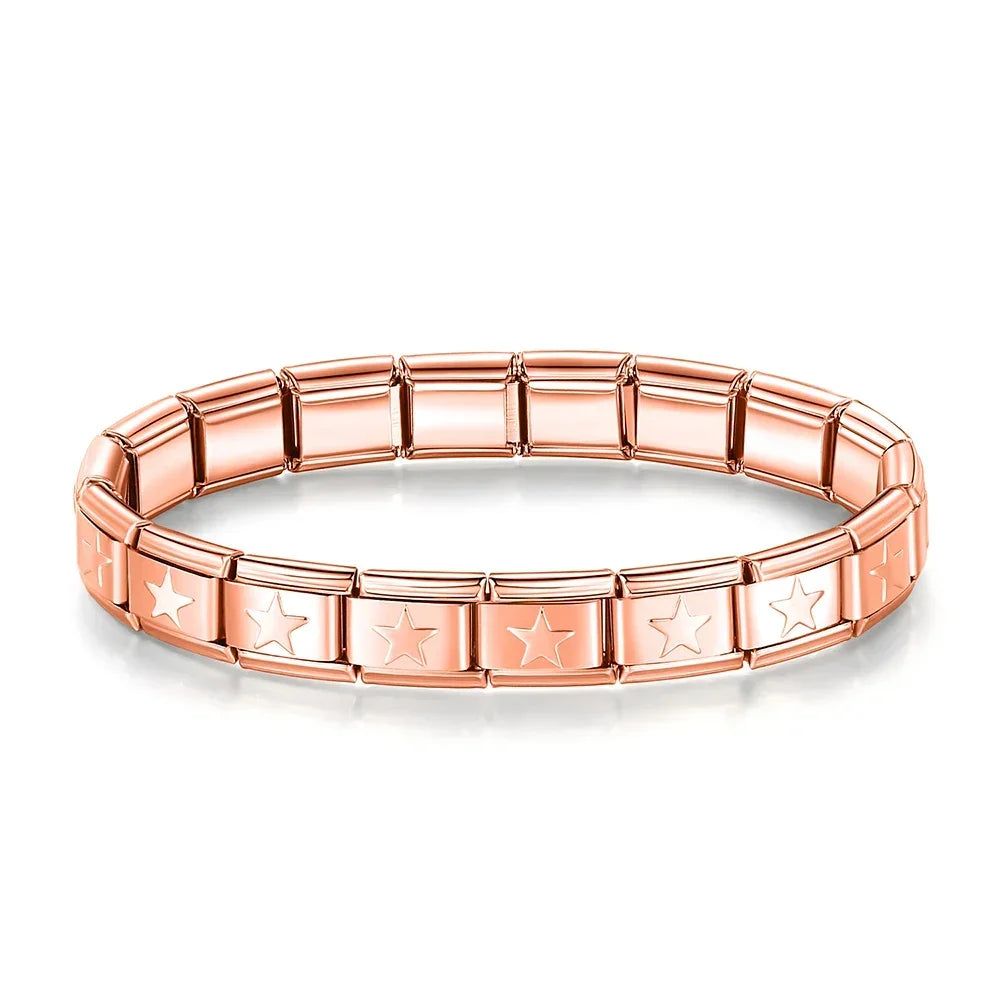 Complete Base Bracelet 9mm - Engraved Pattern (Silver, Gold and Rose Gold)