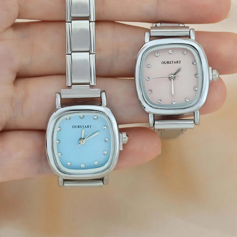 Reloj Base Modular - Diseño Cojín con Esfera Pastel (Rosa y Azul)