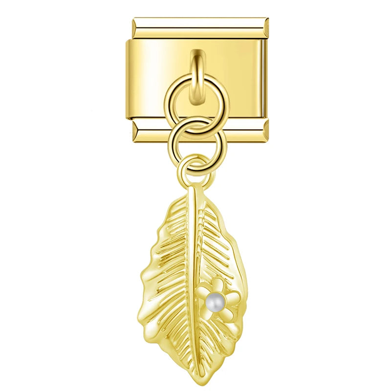 Charm Italiano Colgante - Colección Hojas Botánicas (Plata y Oro)