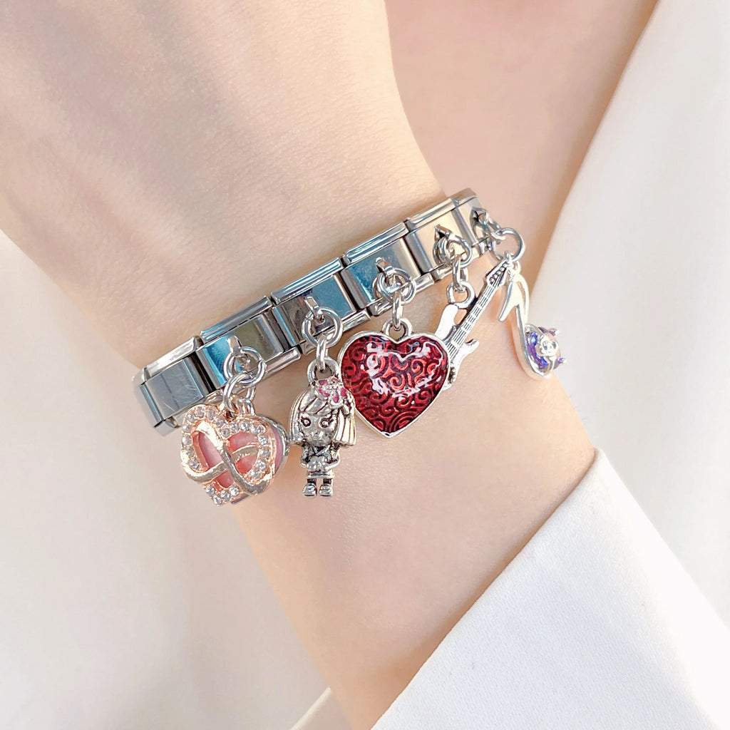 Charm Italiano Colgante - Colección Amor Romántico (Corazones y Flores)