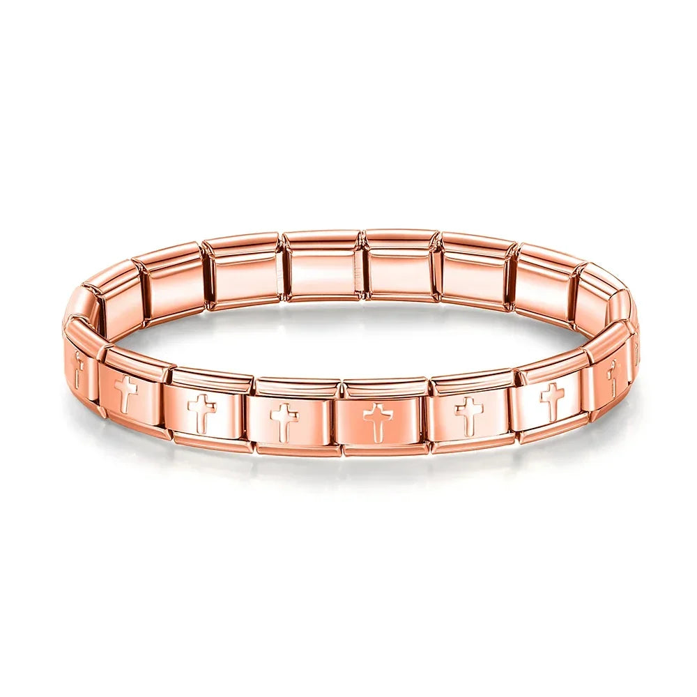 Complete Base Bracelet 9mm - Engraved Pattern (Silver, Gold and Rose Gold)