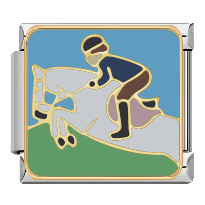 Charm Italiano Plano - Colección Deportes de Acción (Esgrima, Esquí, Ciclismo)