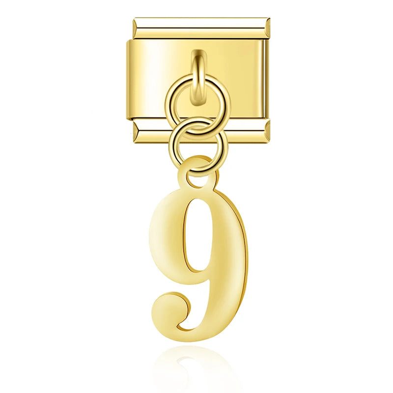 Charm Italiano Colgante - Dígitos Modulares (0-9) en Oro y Plata