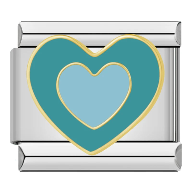 Charm Italiano Plano - Colección Amor Simple (Flores, Corazones y "I Love U")