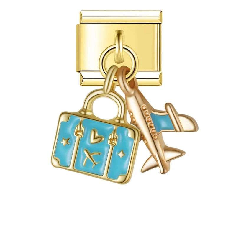 Charm Italiano Calado - Colección Abstracta y Minimalista (Círculos, Engranajes y Estrellas)