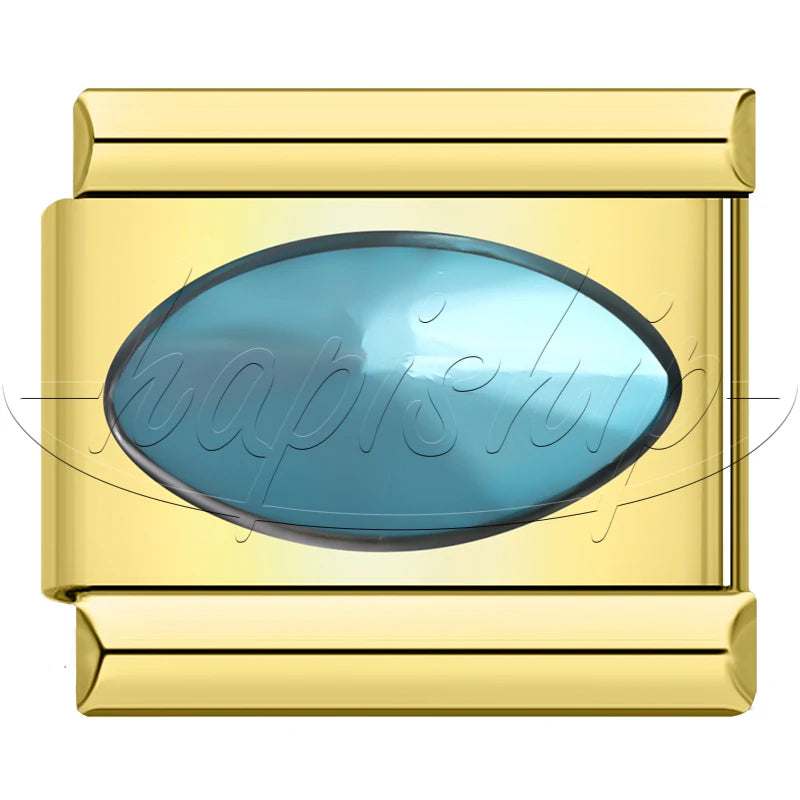 Charm Italiano Joya - Piedra Ovalada Facetada (Base Oro)