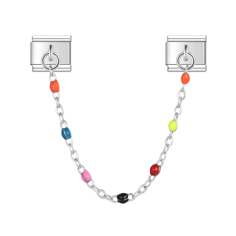 Charm Italiano Doble - Cadena con Cuentas de Color (Toque Minimalista)