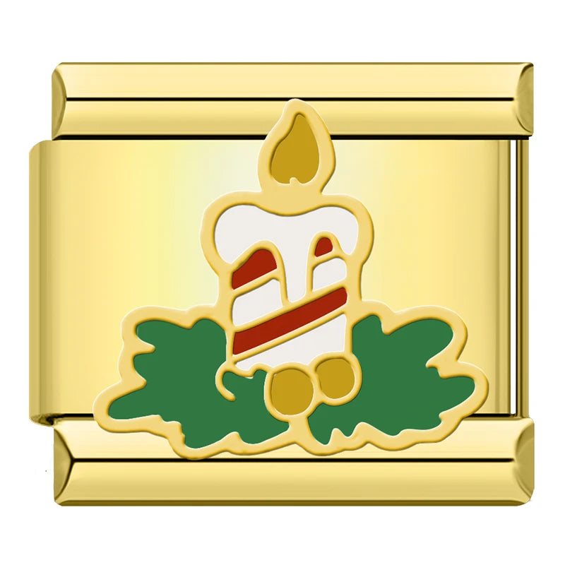 Charm Italiano Plano - Colección Navidad Clásica (Papá Noel, Árbol y Oro)