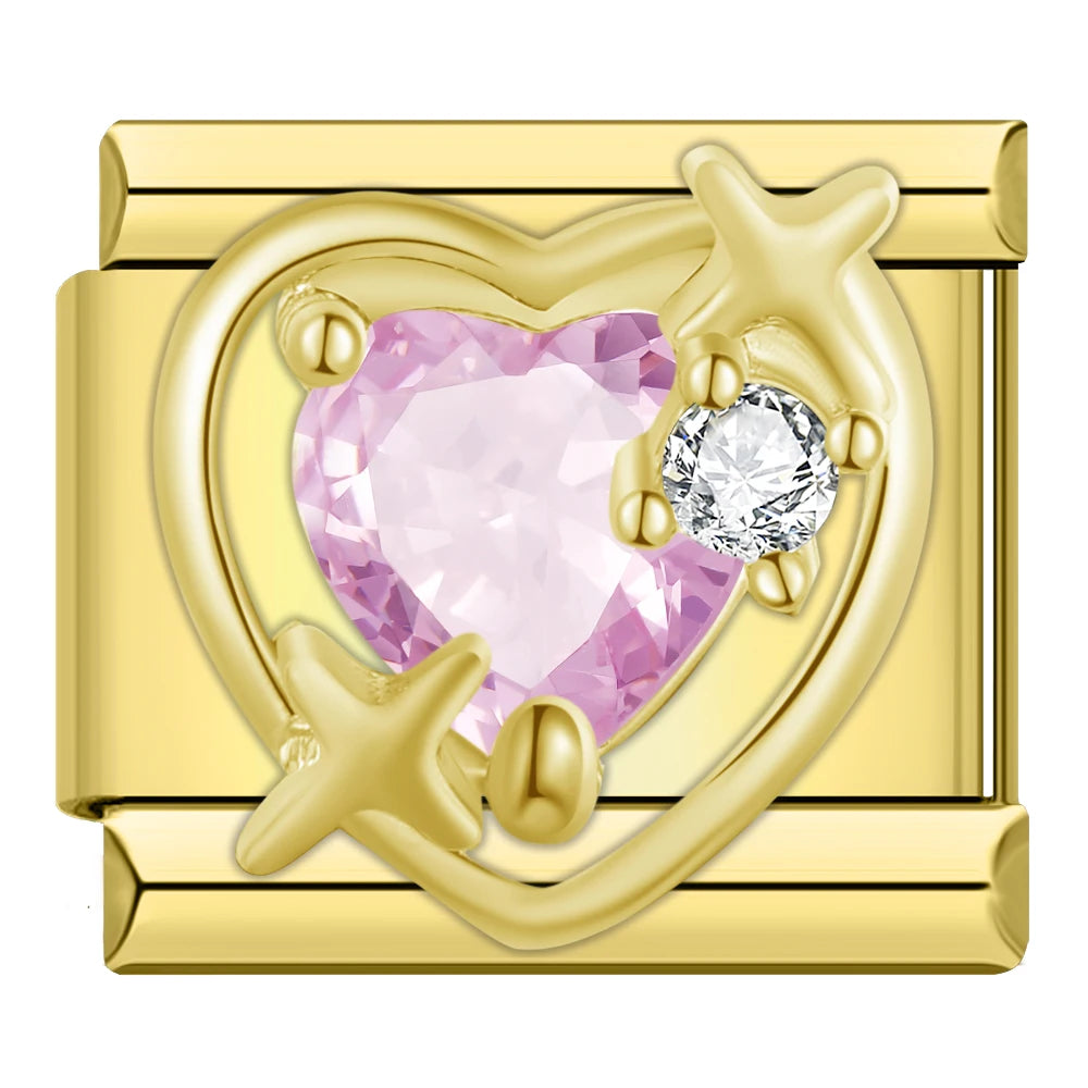 Charm Italiano Plano - Colección Romance Real (Coronas, Alas y Cristales Brillantes)