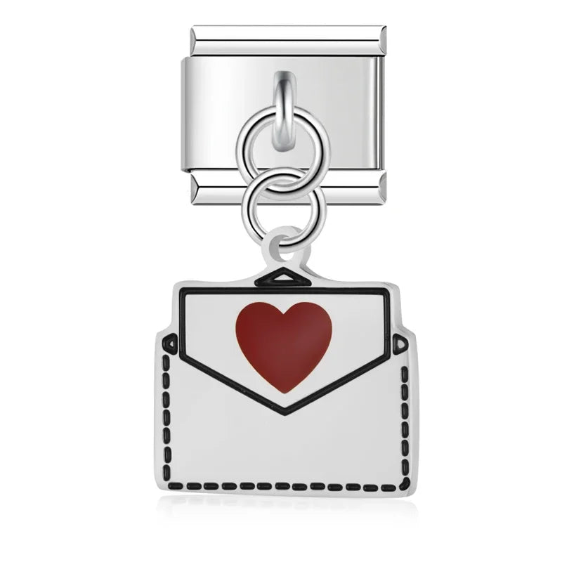 Charm Italiano Colgante - Colección Mensajes de Amor (Carta, Regalo, Pastel)