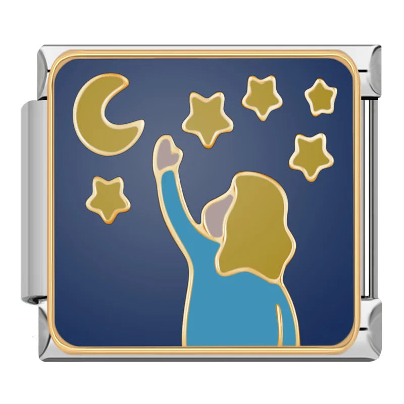 Charm Italiano Plano - Colección Noche Estrellada y Sueños (Arte Celeste)