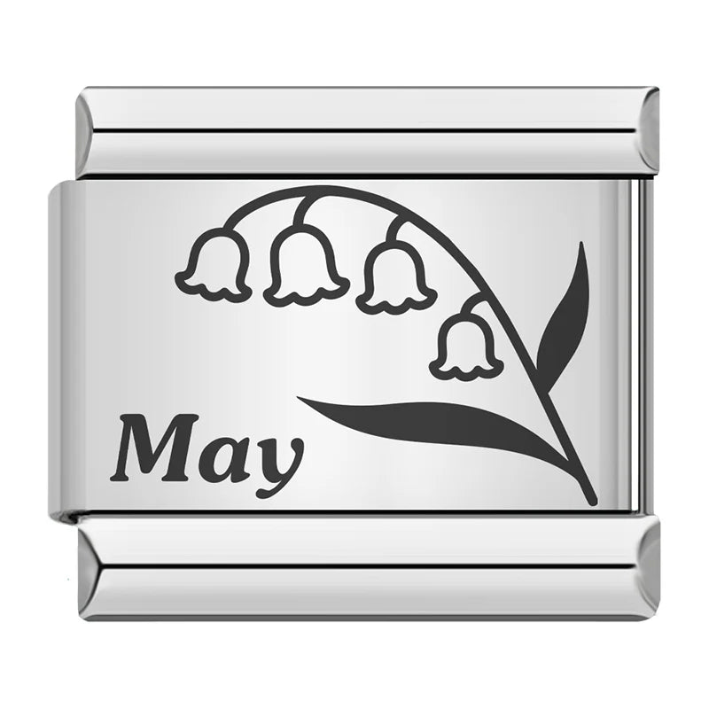 Charm Italiano Plano - Colección Flor del Mes de Nacimiento (12 Meses)