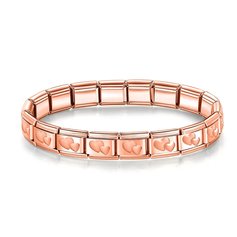 Full Base Bracelet - Hammered Textured Link (Gold, Silver and Rose)