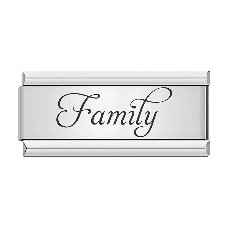 Charm Italiano Plano - Colección Familia Elegante y Brillos (Grabado Cursiva)
