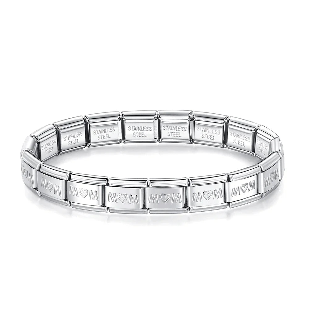 Complete Italian Bracelet - Engraved Silver Edition (Princess, Hearts and Stars)