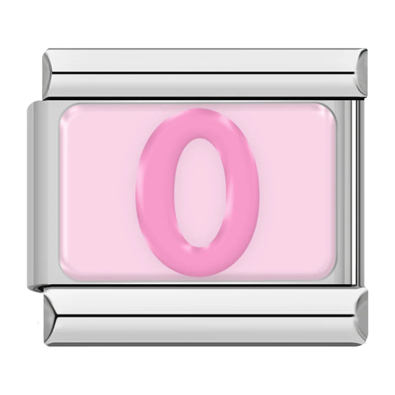 Charm Italiano Plano - Iniciales Rosa Pastel (Abecedario Completo)