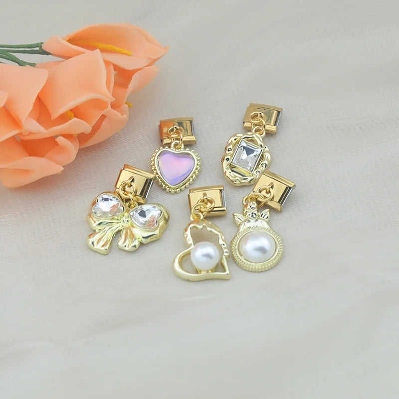 Charm Italiano Colgante - Colección Lujo Rococó (Lazos, Corazones y Perlas)