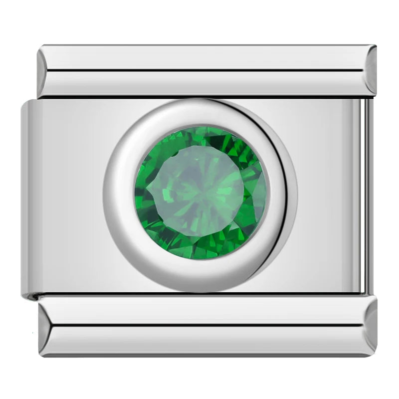 Charm Italiano Plano - Solitario Clásico Redondo (Piedras de Nacimiento)