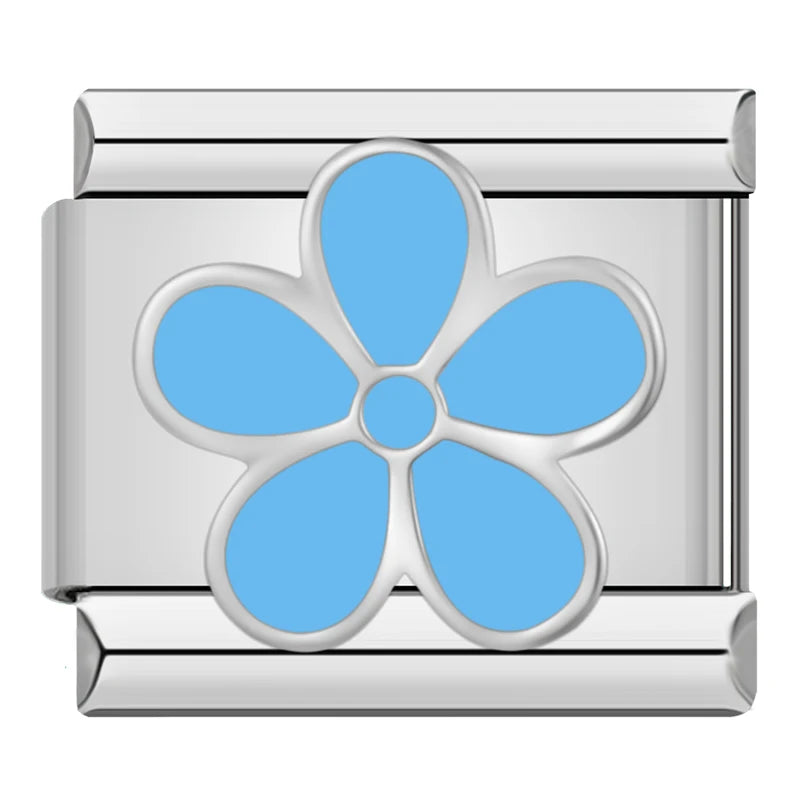 Charm Italiano Plano - Colección Amor Simple (Flores, Corazones y "I Love U")