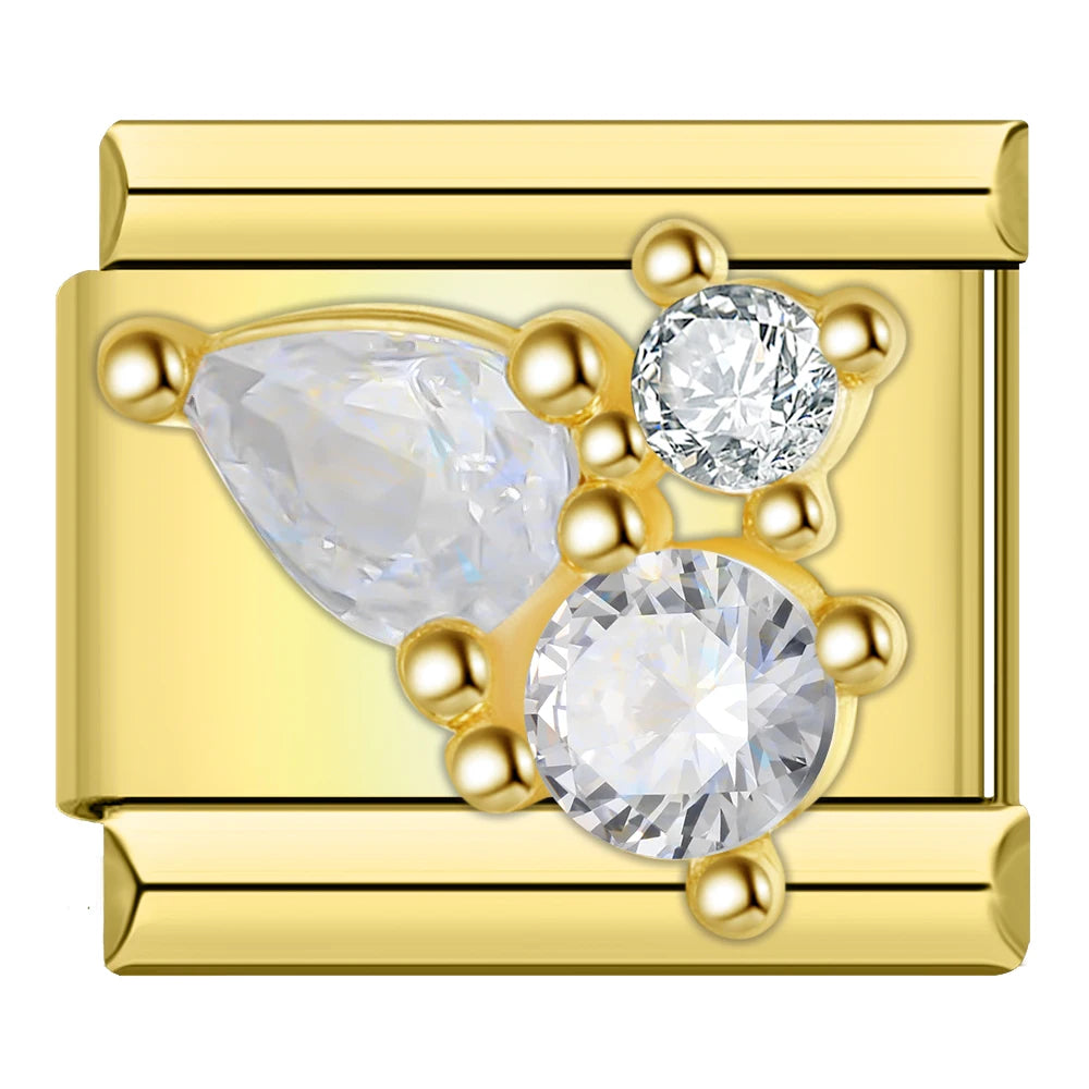 Charm Italiano Plano - Colección Romance Real (Coronas, Alas y Cristales Brillantes)