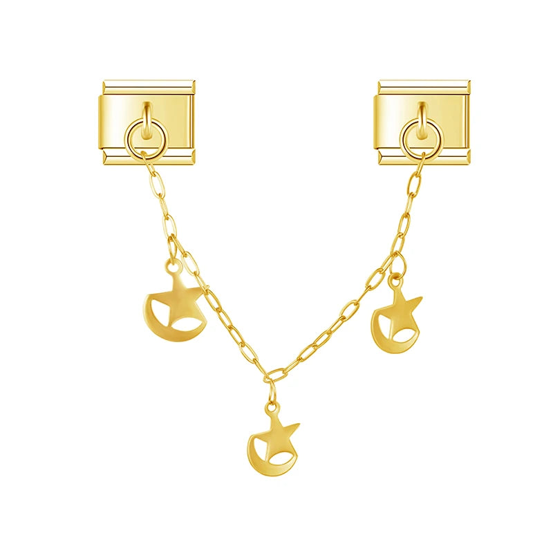 Charm Italiano Doble - Cadena de Motivos Celestiales (Oro)