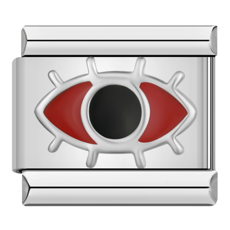 Charm Italiano Plano - Iniciales Negras en Relieve (Letras y Símbolos)