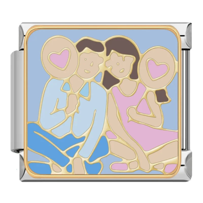 Charm Italiano Plano - Colección Historias de Amor (Parejas, Cupido, Atardecer)