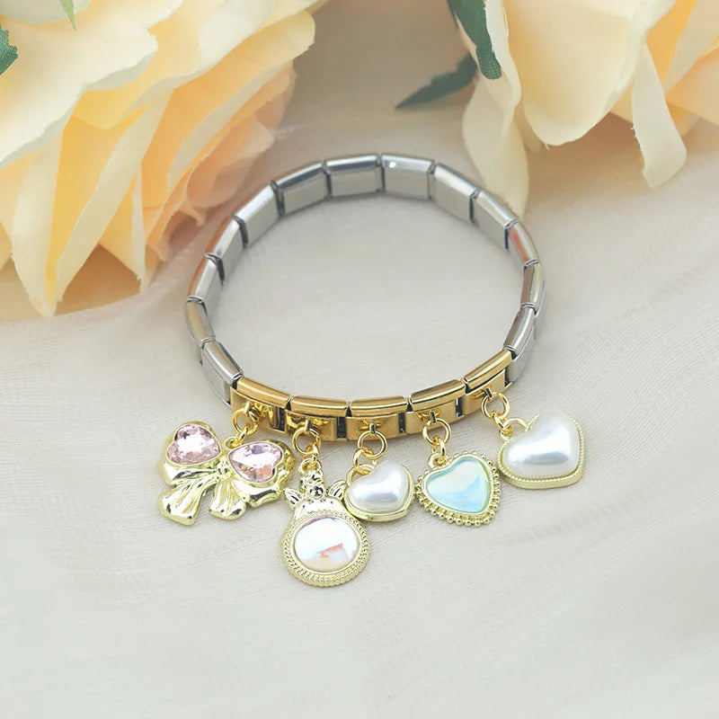 Charm Italiano Colgante - Colección Lujo Rococó (Lazos, Corazones y Perlas)