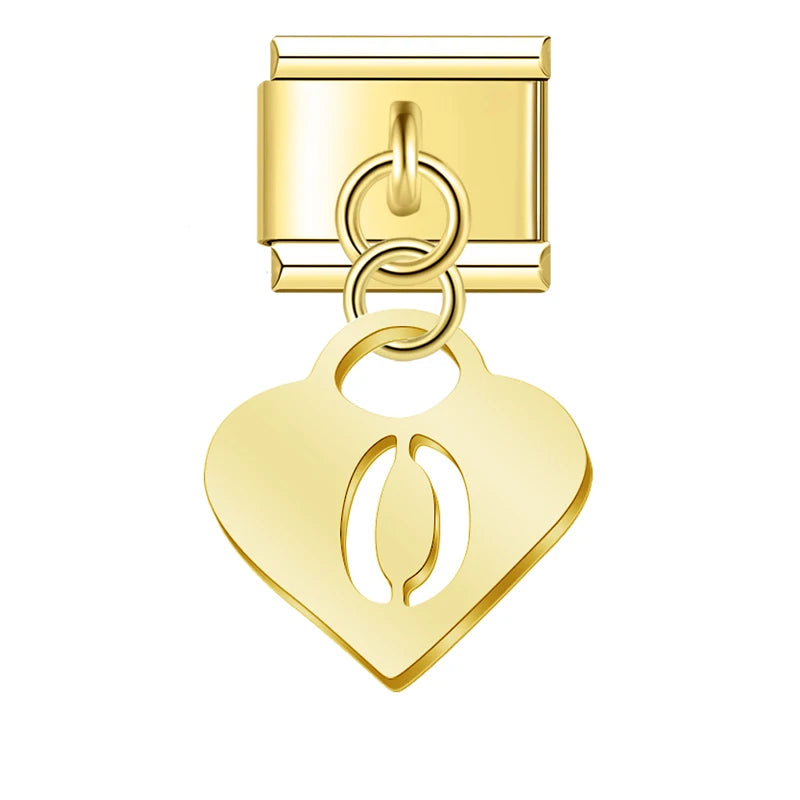 Charm Italiano Colgante - Inicial Corazón Dorado (Letras A-Z)
