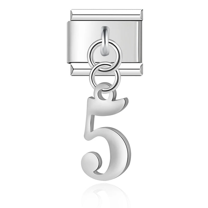 Charm Italiano Colgante - Dígitos Modulares (0-9) en Oro y Plata