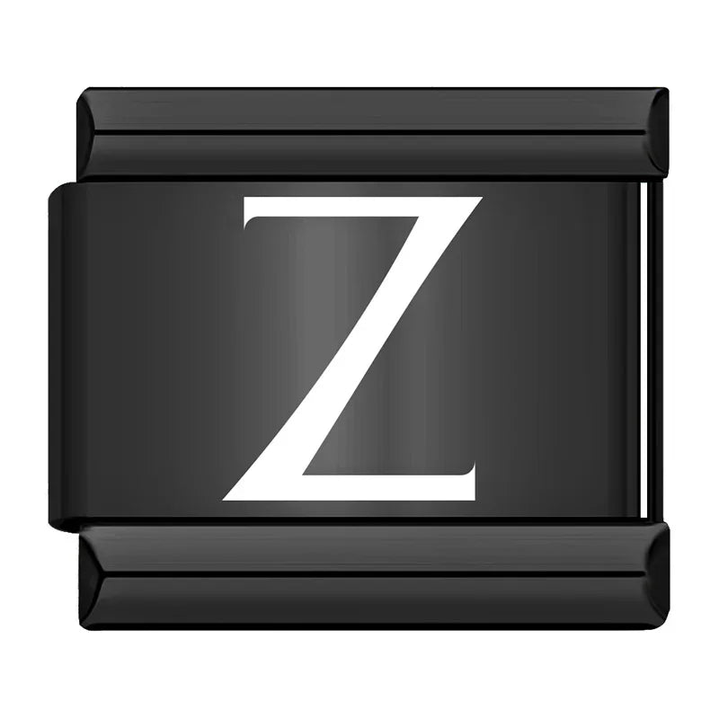 Charm Italiano Plano - Iniciales Contraste (Blanco sobre Negro)