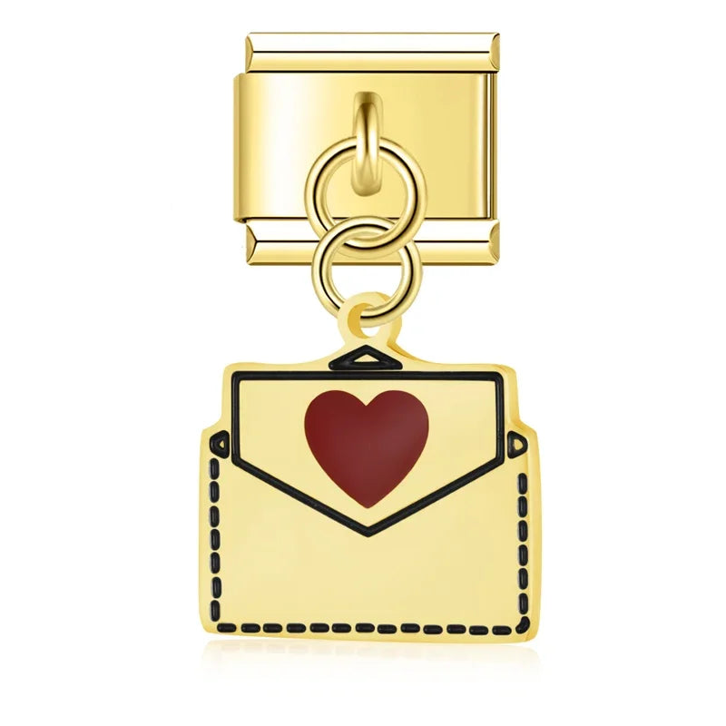 Charm Italiano Colgante - Colección Mensajes de Amor (Carta, Regalo, Pastel)