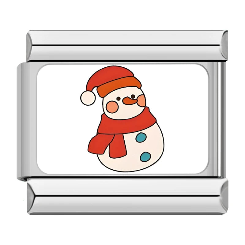 Charm Italiano Plano - Colección Navidad "Cute" (Muñecos de Nieve, Reno y Regalos)