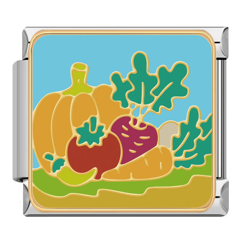 Charm Italiano Plano - Colección Vida en la Granja (Cosecha, Vaca, Espantapájaros)