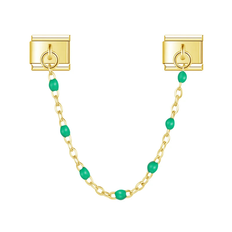 Charm Italiano Doble - Cadena con Cuentas de Color (Toque Minimalista)