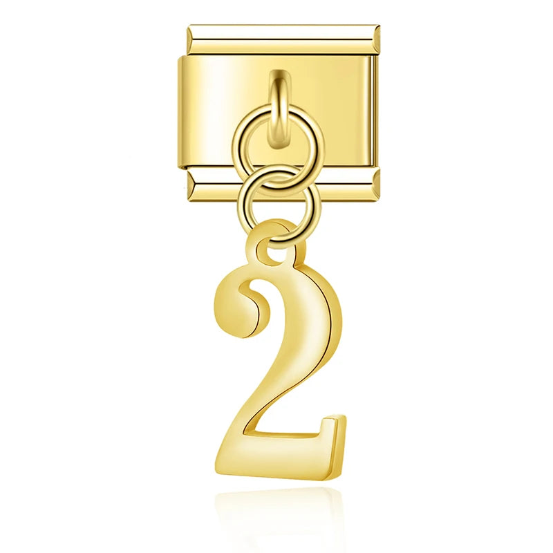 Charm Italiano Colgante - Dígitos Modulares (0-9) en Oro y Plata