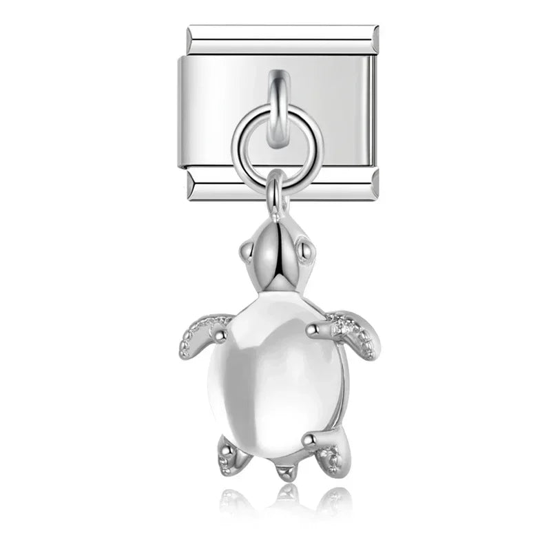 Charm Italiano Colgante - Tortuga de la Suerte (Concha de Cristal Facetado)
