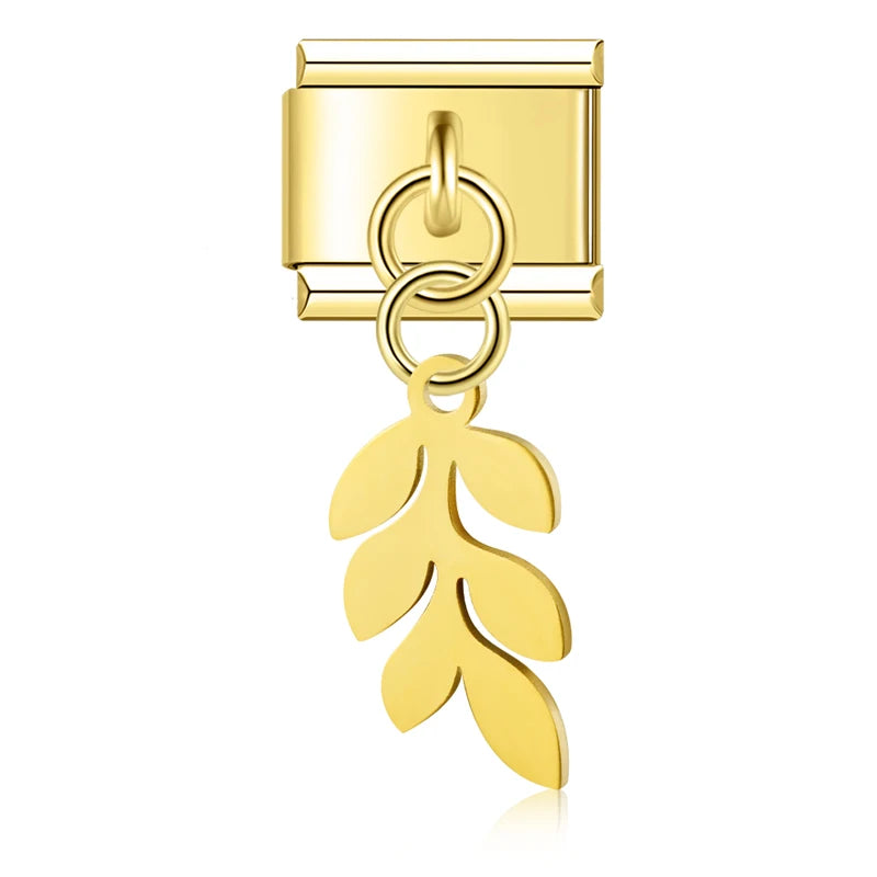 Charm Italiano Colgante - Colección Botánica y Símbolos (Hojas, Flores, Campana)