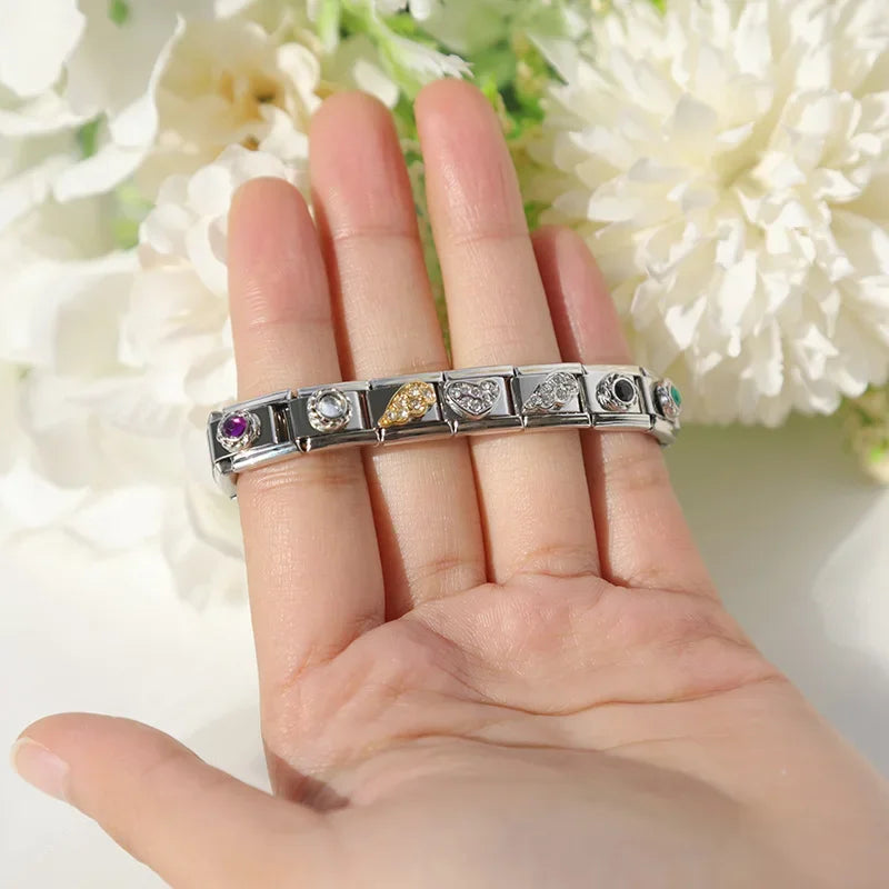 Charm Italiano Plano - Colección Princesa y Diamantes (Alas, Perlas y Solitarios)