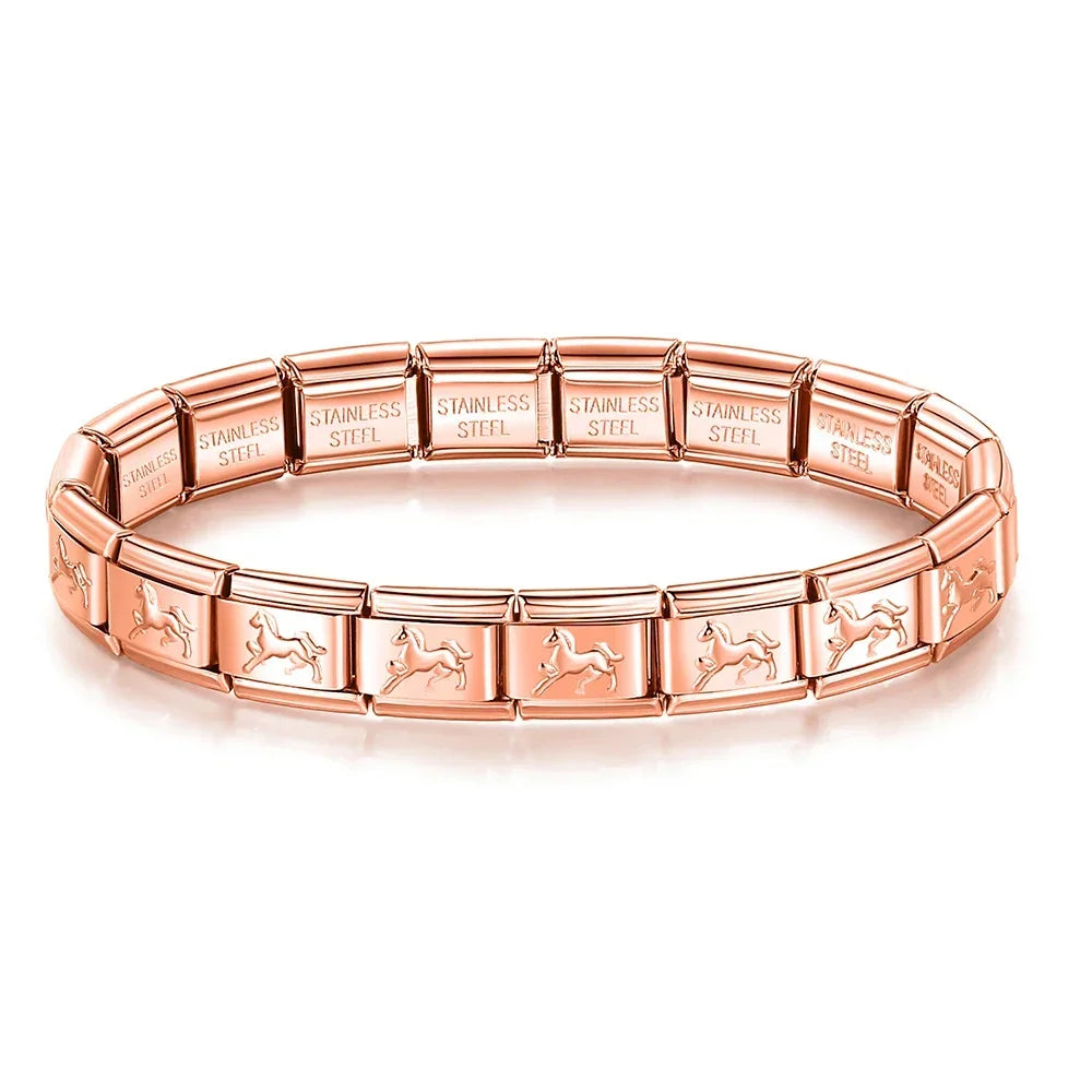 Complete Base Bracelet 9mm - Engraved Pattern (Silver, Gold and Rose Gold)