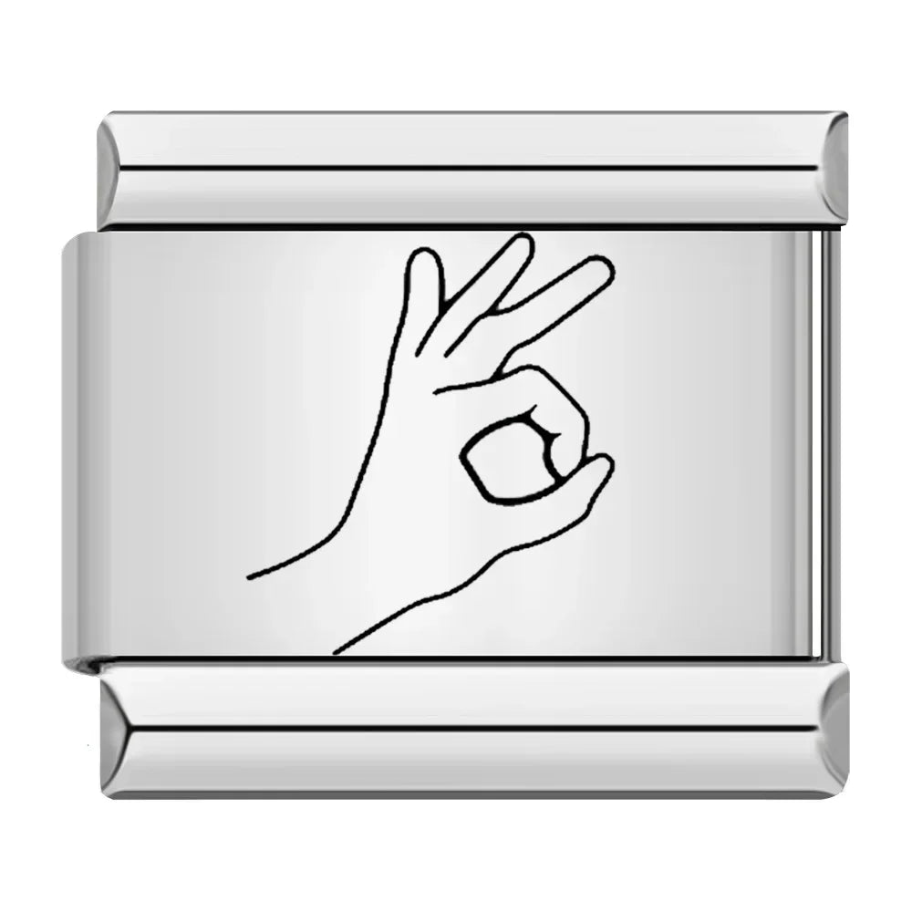 Charm Italiano Plano - Colección Gestos y Símbolos (Manos, Promesas y Suerte)