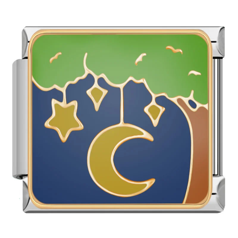 Charm Italiano Plano - Colección Noche Estrellada y Sueños (Arte Celeste)