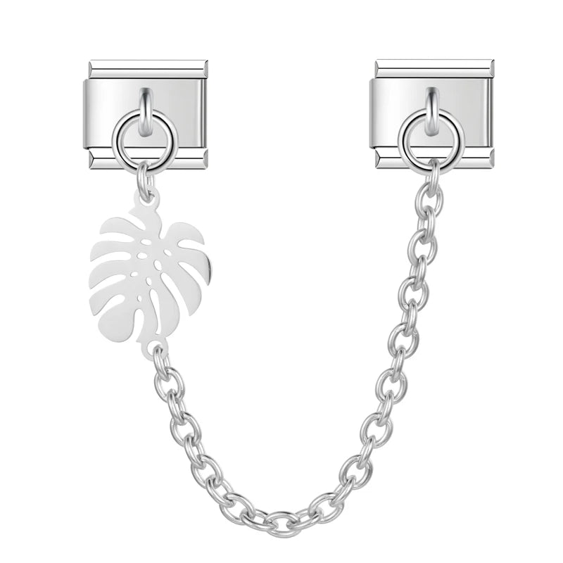 Charm Italiano Doble - Cadena Tropical e Industrial (Hoja y Engranaje)