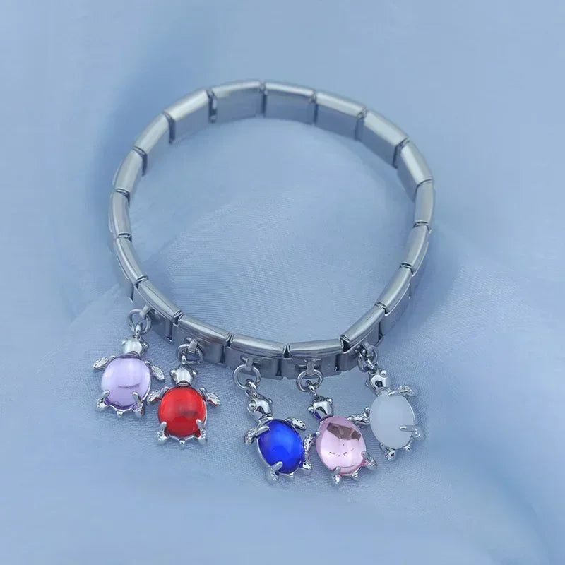 Charm Italiano Colgante - Tortuga de la Suerte (Concha de Cristal Facetado)