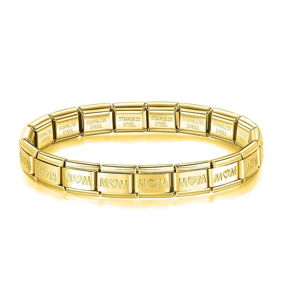 Complete Base Bracelet 9mm - Engraved Pattern (Silver, Gold and Rose Gold)