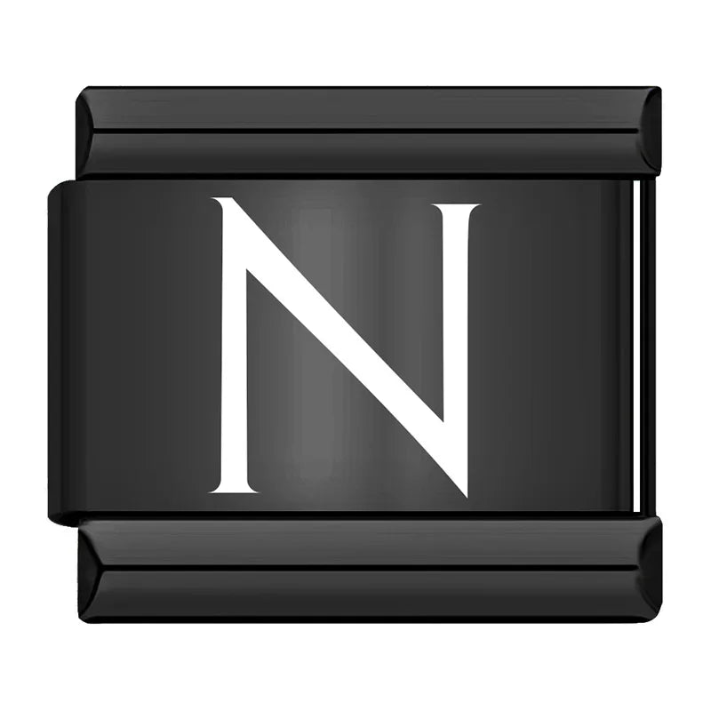 Charm Italiano Plano - Iniciales Contraste (Blanco sobre Negro)