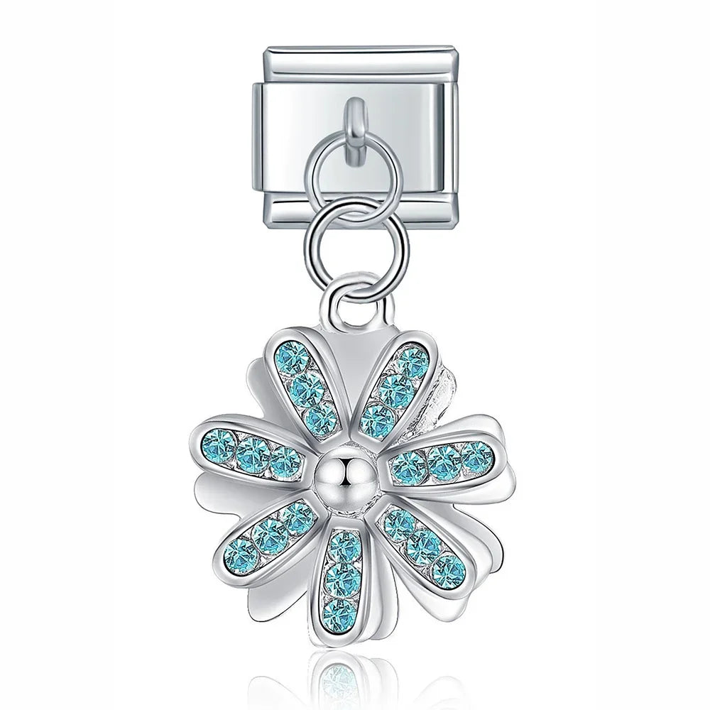Charm Italiano Colgante - Colección Jardín Floral (Margaritas y Cristales)