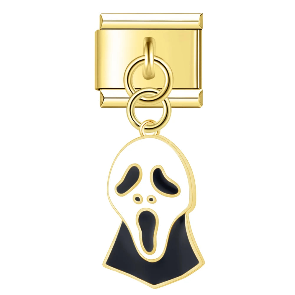 Charm Italiano Colgante - Colección Halloween Dorado (Fantasmas, Calabazas, Ataúd)