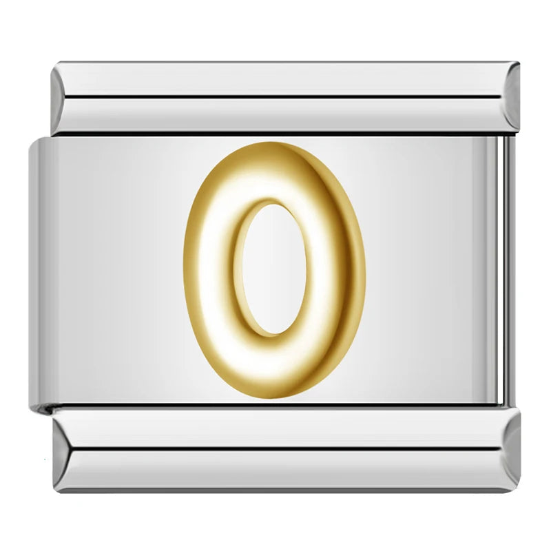 Charm Italiano Plano - Números Dorados en Relieve (Dígitos 0-9)