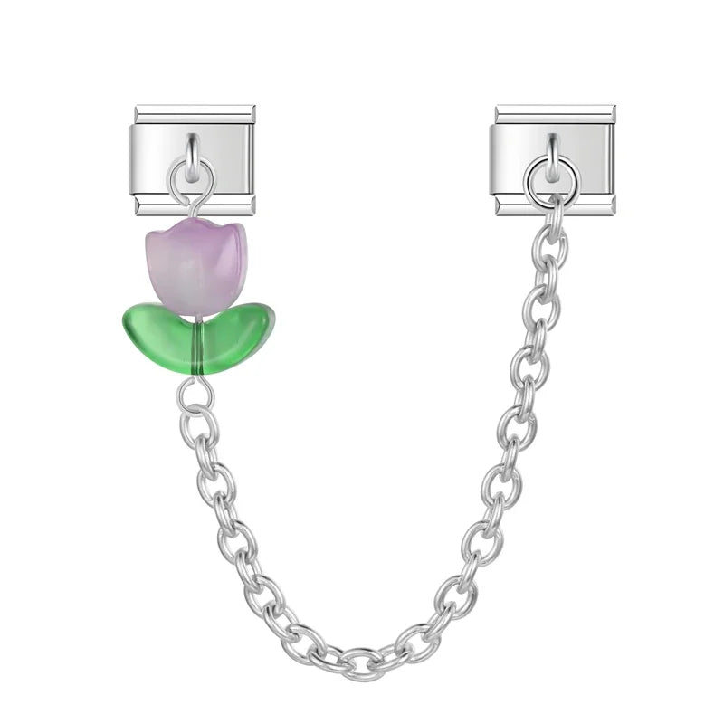 Charm Italiano Doble - Cadena con Tulipán (Joya Botánica)